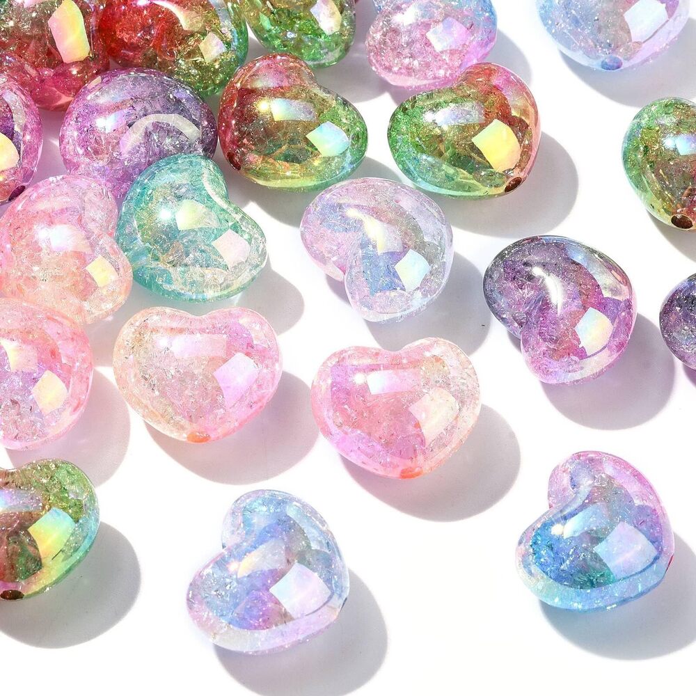 2906 50 Pcs Random Colored Transparent Crackle Acrylic Beads Gradient Color